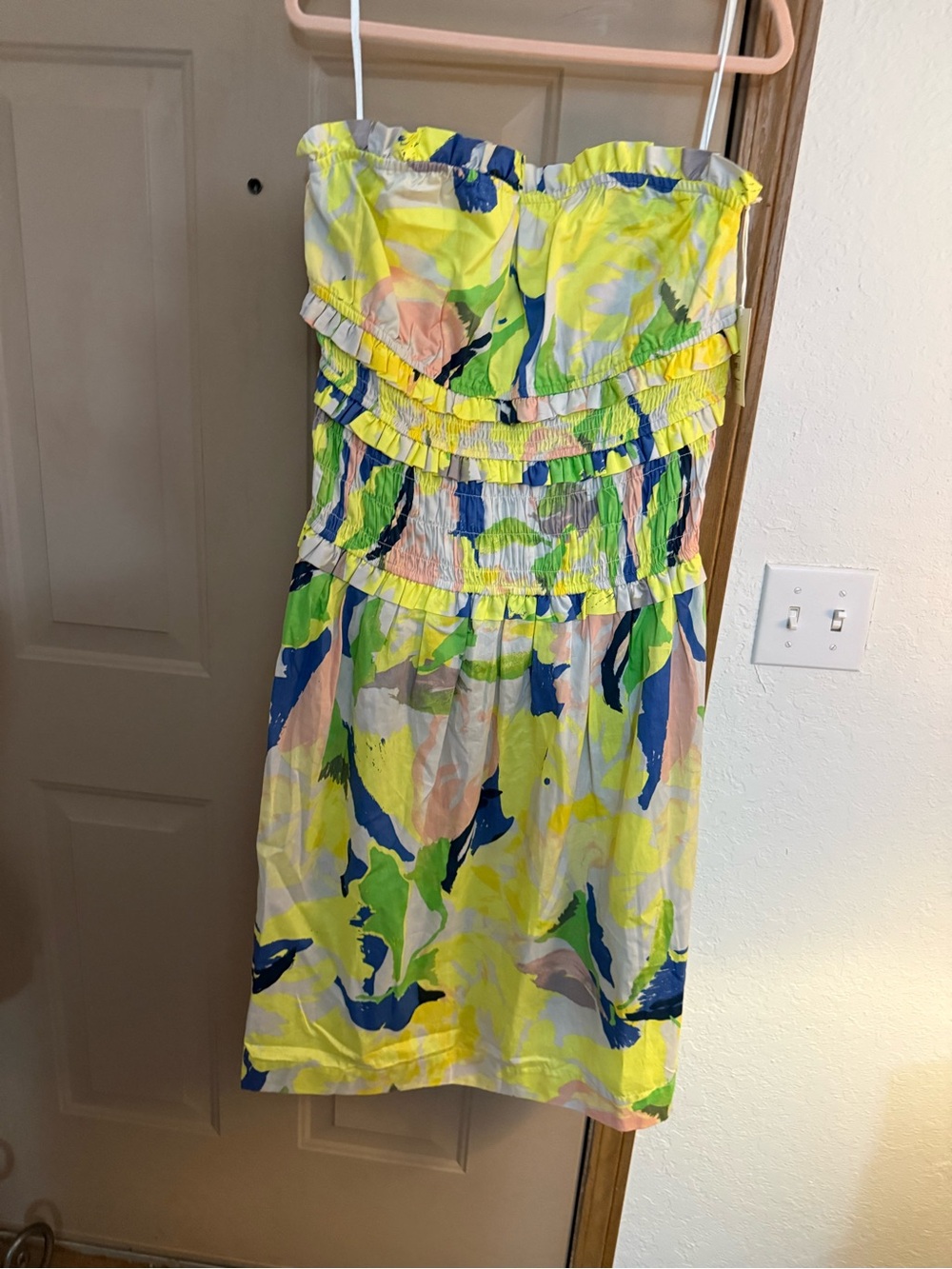 Strapless Summer Sundress in Yellow Multi